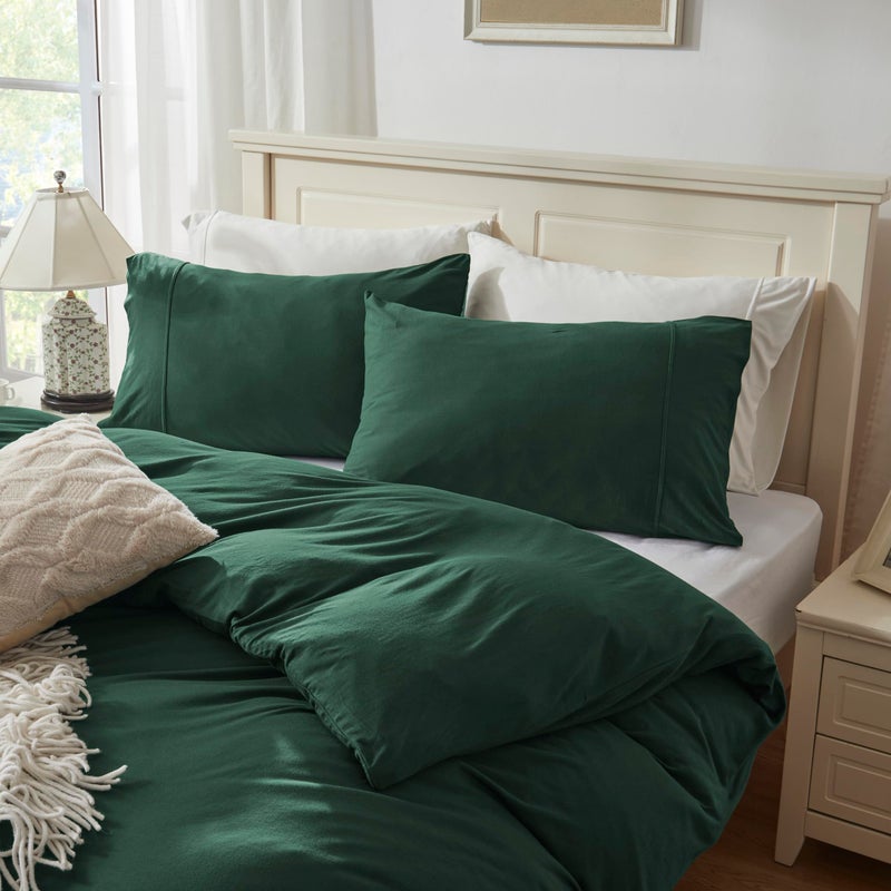 H HOUSEHOLD Household 100% Jersey Cotton Queen Size Pillowcase 20â€x30â€-Light Weight, Comfortable, Super Soft Pillow Case with Envelope Closure Extremely Durable Set of 2 (Dark Green, Queen Size Pillowcase) - Image 1